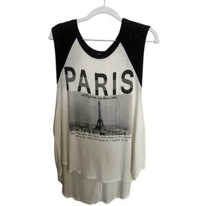 Love‎ Culture Womens Large Paris Black and White Graphic Muscle Tee/Tank Top